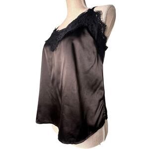 Vtg Rue21 Cami Tank Top Sz‎ M Black Y2K Lace Trim Twilightcore Babydoll Coquette